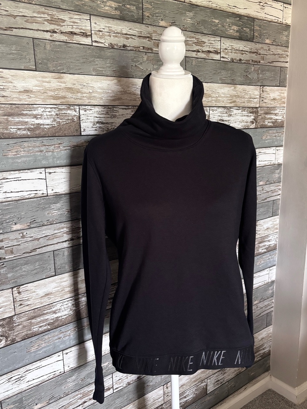Nike Dri-Fit Funnel Neck Black Athleisure Loungewear Relaxed Sweatshirt Womens M